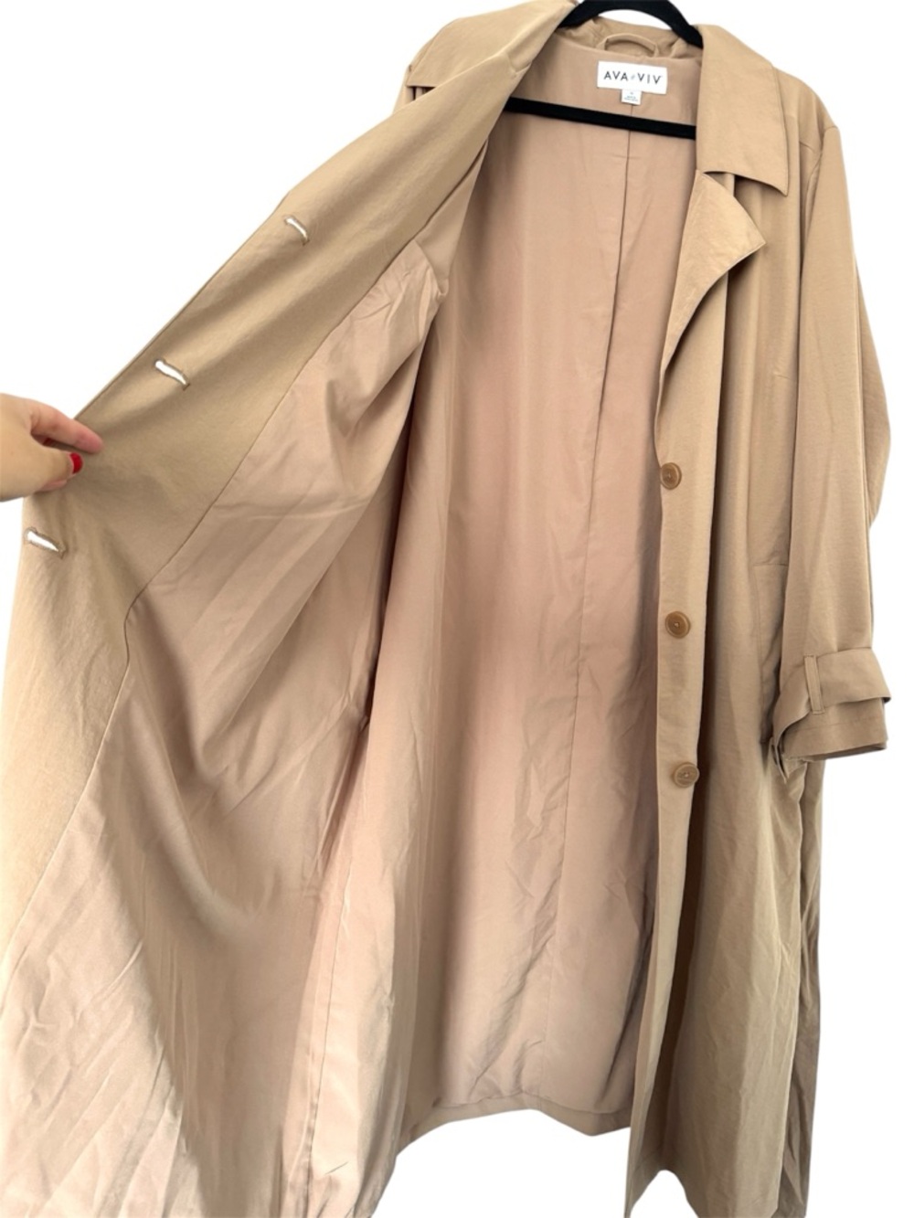 Ava & Viv Tan Lightweight Trench Coat, Size 1X - NWT - Picture 6 of 10